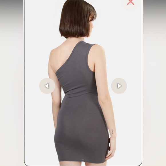 NWT T By Alexander Wang Grey One Shoulder Jersey Stretch Mini Dress Medium - Picture 2 of 6